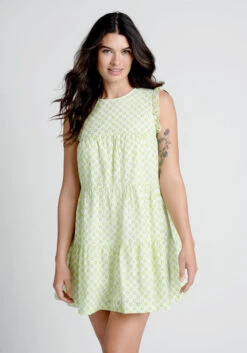 Day Tripping In Eyelet Flower Fields Trapeze Dress