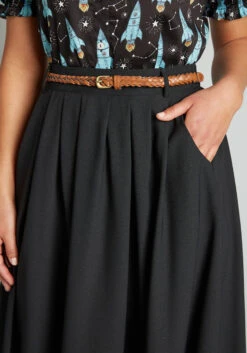 Breathtaking Tiger Lilies Midi Skirt -Bunny Shop 156555 BLK 4