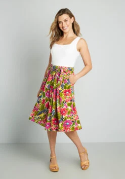 Tropical Tranquility Midi Skirt -Bunny Shop 1801324890611ecd8ae6cf9602116e4f