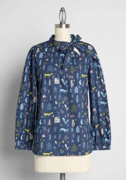 Wilderness Wonders Tie-Neck Blouse -Bunny Shop 1c2a02fc21d14a0397596bf8ab02e2bc