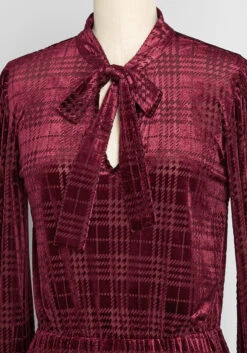Adored In Bordeaux Velvet Tie-Neck Dress -Bunny Shop 1ed39e6d4f54fc7aac31cc283b80f767