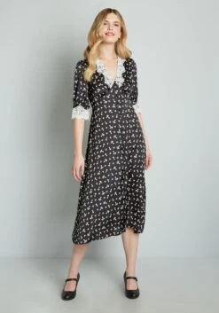No Brand Leisure Meets Luxury Midi Dress -Bunny Shop 201191 MUSHROODOTBLACK 3