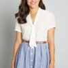 Polished And Playful Tie-Neck Blouse