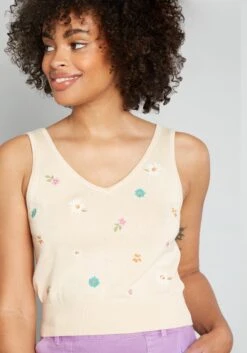 My Blossom-Kissed Embroidered Tank Top -Bunny Shop 206145 CRM 4