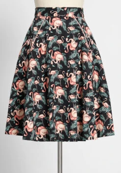 Flamingo Dancing A-Line Skirt