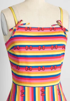 ModCloth X Hello Kitty Red Bows And Rainbows Fit And Flare Dress -Bunny Shop 3cd5b248ee576aedb7198337f715d332