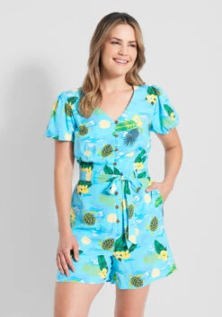 Modcloth X Collectif Sea Turtle Wave Romper
