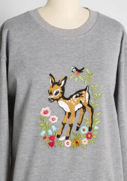 Deer To My Heart Embroidered Sweatshirt -Bunny Shop 785e1edcfbaec4eb881cbadafd17bbe6