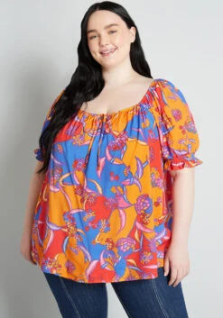 In All My Vibrance Peasant Blouse In Bali Floral