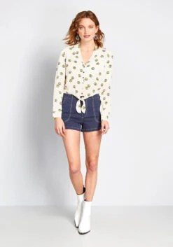 Retro Renewal Cropped Blouse -Bunny Shop b89a4a4e49fed975a365385693d55e7d