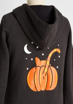 No Brand Pumpkin Butt Graphic Zip-Up Hoodie -Bunny Shop f4fc4d7199e164009520a2182f3a9a22