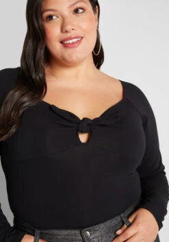 I Could Bow On Tie-Front Long Sleeve Bodysuit -Bunny Shop faec5a5700164750d74b2d2bffc487ab