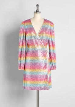 Take A Shine Sequin Wrap Dress